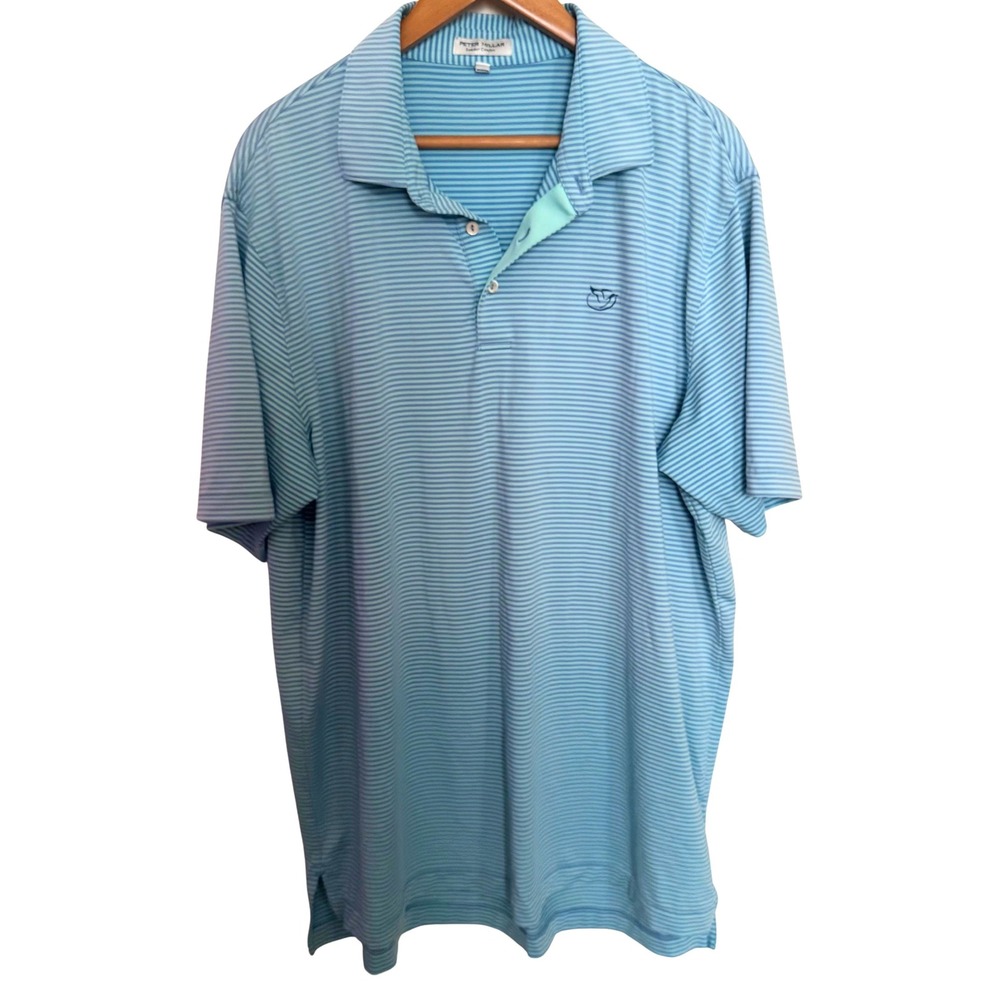Peter Millar Summer Comfort Polo Shirt Mens XL Blue Striped Golf Performance Top